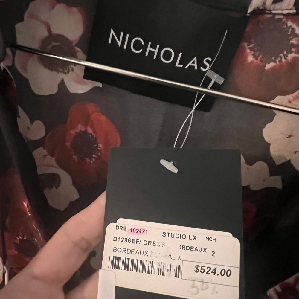 Nicholas Bordeaux floral dress size 2 - Picture 3 of 7
